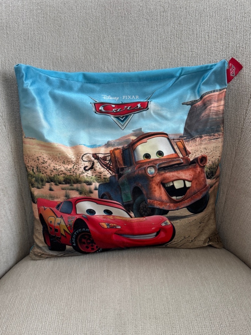 Vintage 2006 Disney Pixar Cars pillow decor Lightning McQueen Mater squishy